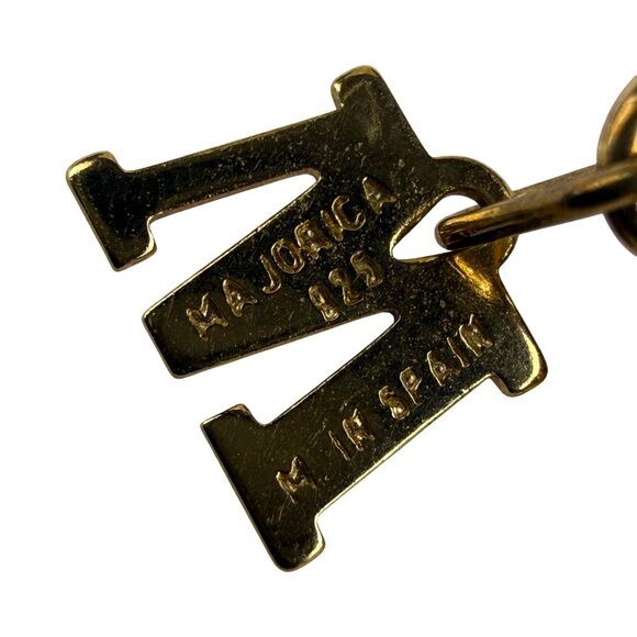 Majorica Womens Gold Tone Faux Pearl Necklace & Earrings Set Spain Signed - Picture 6 of 8